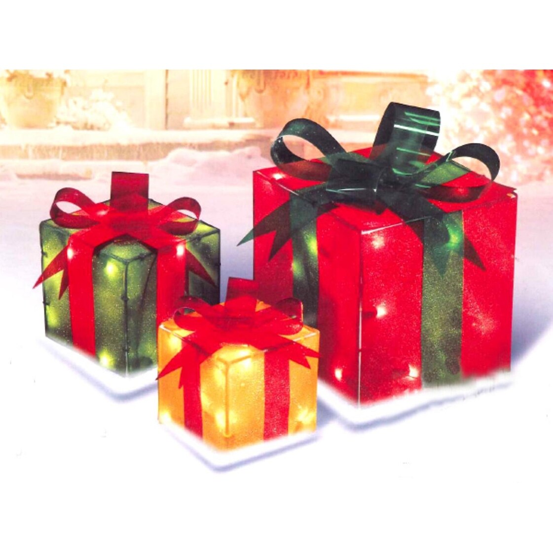 Shop 3 Piece Glistening Gift Box Lighted Christmas Yard Art