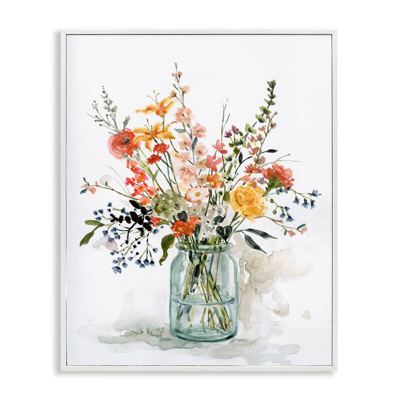 Stupell Warm Summer Meadow Floral Bouquet Still Life Painting Framed Wall Art