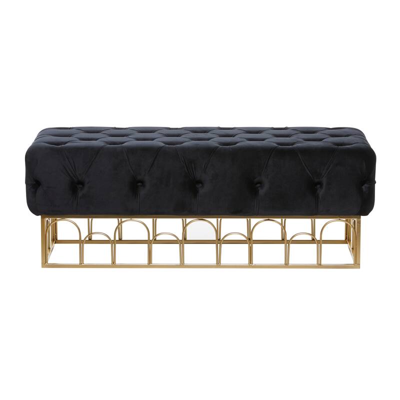 Black Metal Bench with Gold Base - 49 x 20 x 18