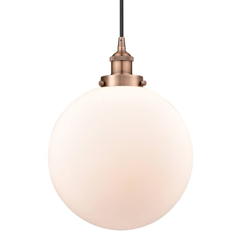 Innovations Lighting 616-1PH-16-12 Beacon Pendant Beacon 12" Wide - Antique Copper / Matte White
