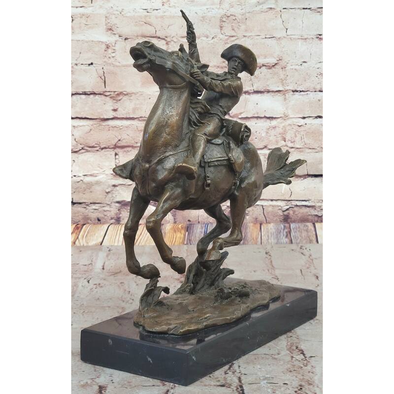 Galloping Cowboy With Revolver – Dynamic Bronze Western Sculpture Remington