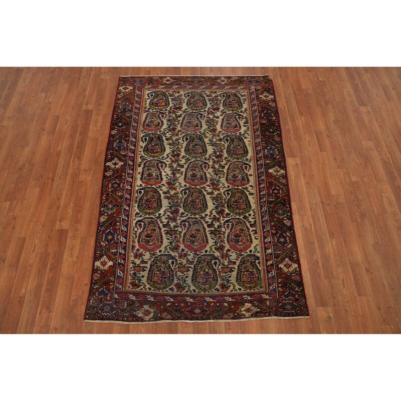Hand Knotted Oriental 100% Wool Carpet Traditional Geometric Beige & Ivories Sultanabad Area Rug - 6' 4'' X 4' 0''