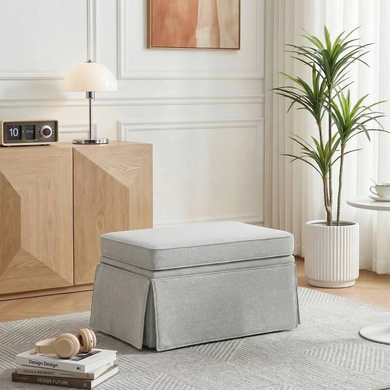Rectangle Chenille Upholstered Storage Ottoman