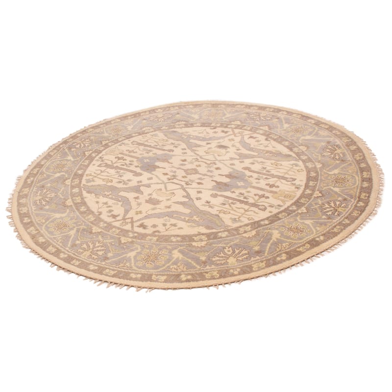 ECARPETGALLERY Hand-knotted Royal Oushak Cream Wool Rug - 8'0 x 8'0