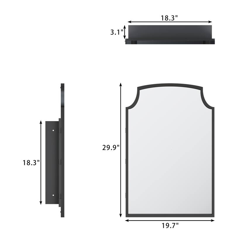 Farmhouse Bathroom Medicine Cabinet with Mirror Wall-Mounted Storage Cabinet with 3 Shelves Bathroom Organizer - 29.9" x 19.7"