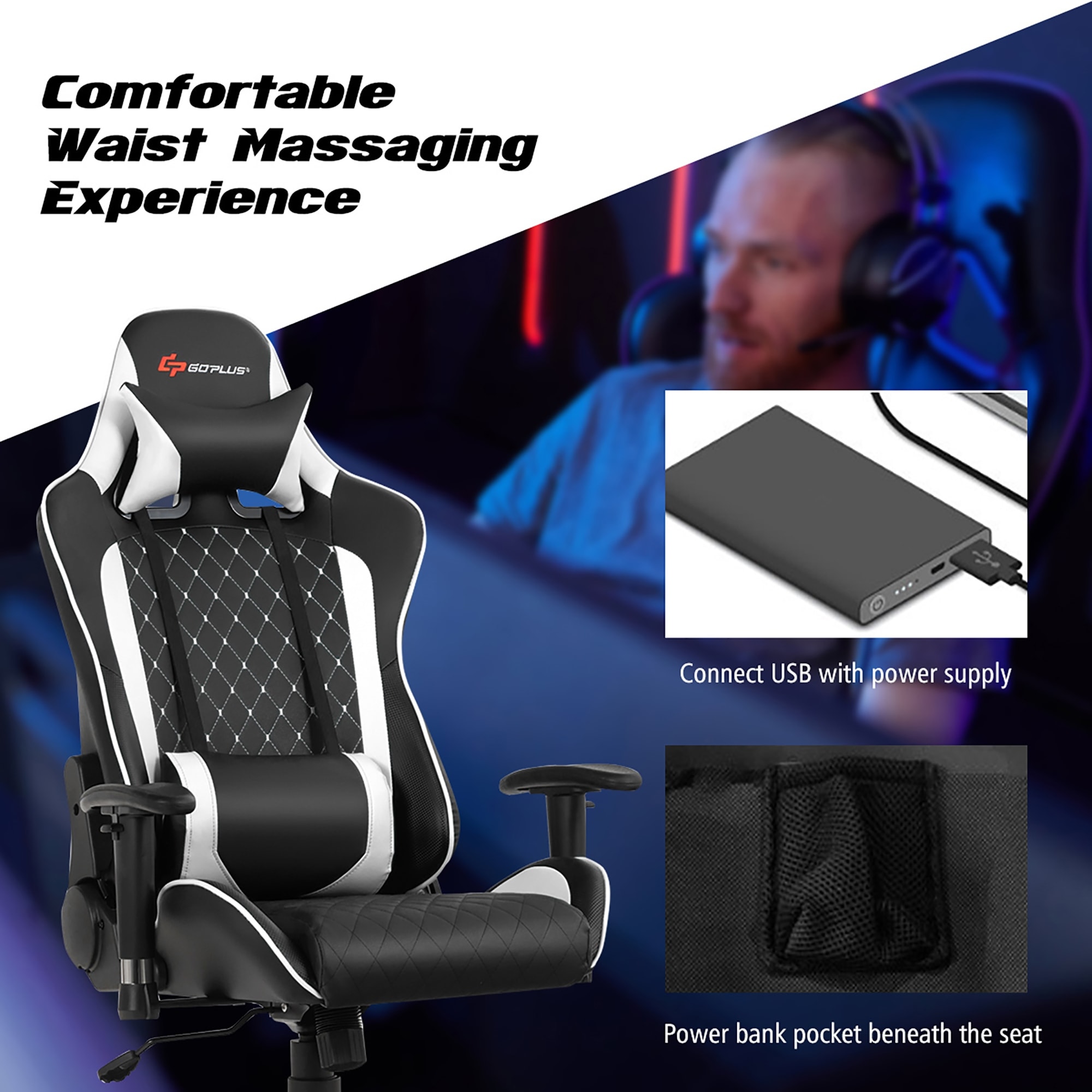 BOSSIN Gaming Chairs with Footrest,2022 Leather Game Chair for Adults,Big and Tall Gamer Chair with Headrest and Lumbar Support, Purple