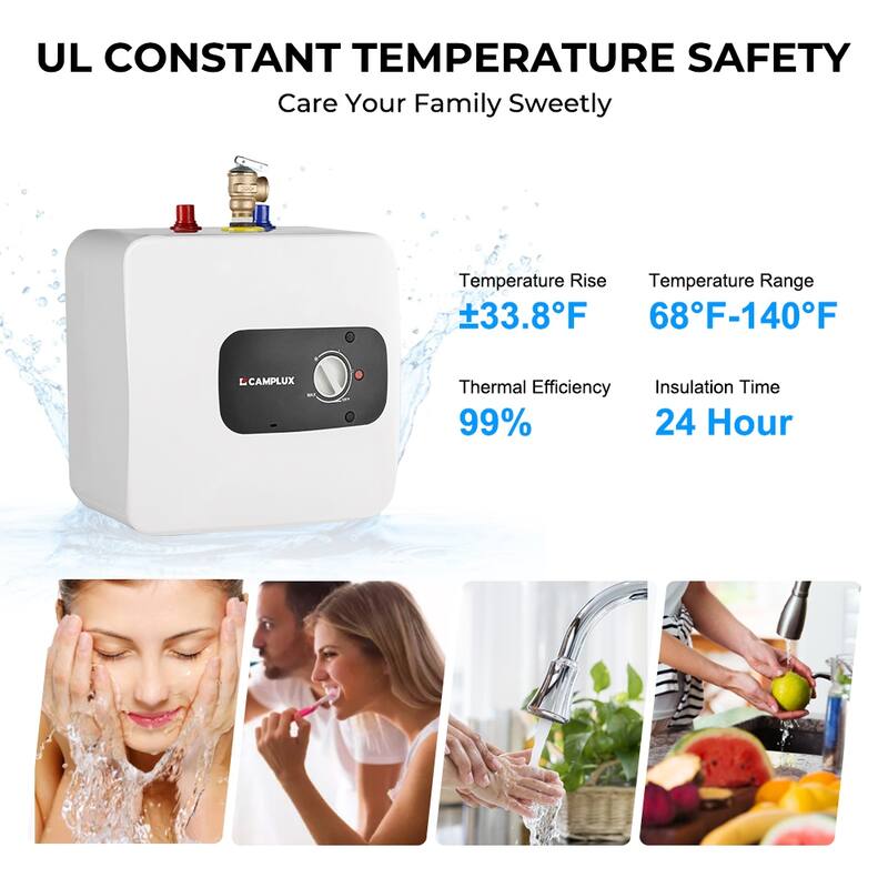CAMPLUX 4.0 Gallons 1.44 kW Mini Tank Electric Water Heater with Cord Plug, White
