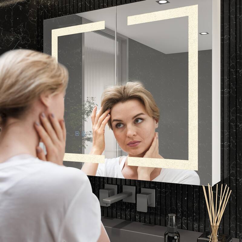 Wall LED Bathroom Cabinet with Lighting and Defogger Medicine Cabinet