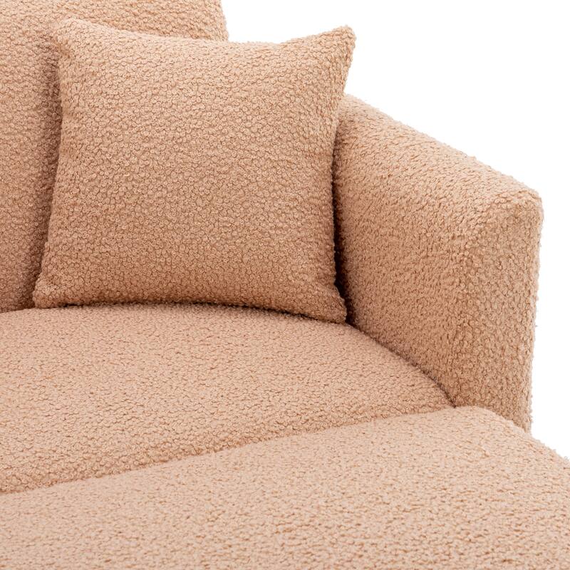 Camel Teddy 62.2" Chaise Lounge Chair with Iron Legs