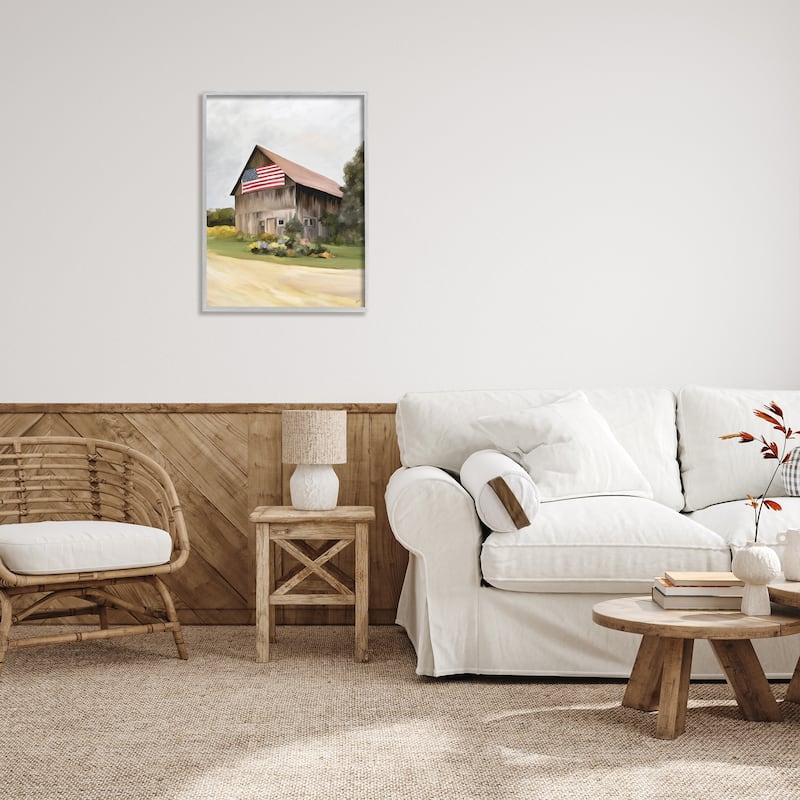 Stupell Rural Americana Home Countryside Farm Flag Painting Framed Wall Art, Design by Amy Hall - Multi