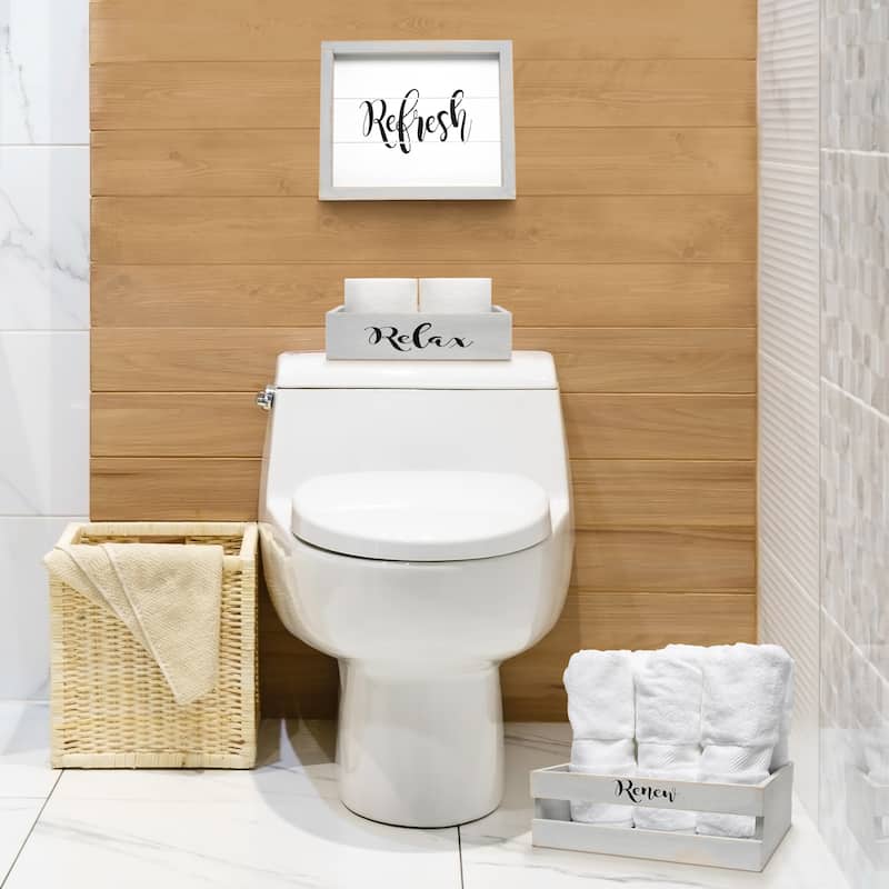 Elegant Designs Three Piece Decorative Wood Bathroom Set