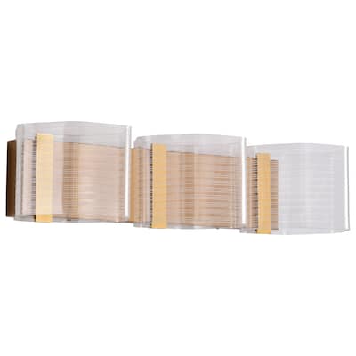 Kenzo LED 3 Light Vanity Vintage Brass Finish Light Guide Panel - Polished Anodized Bronze