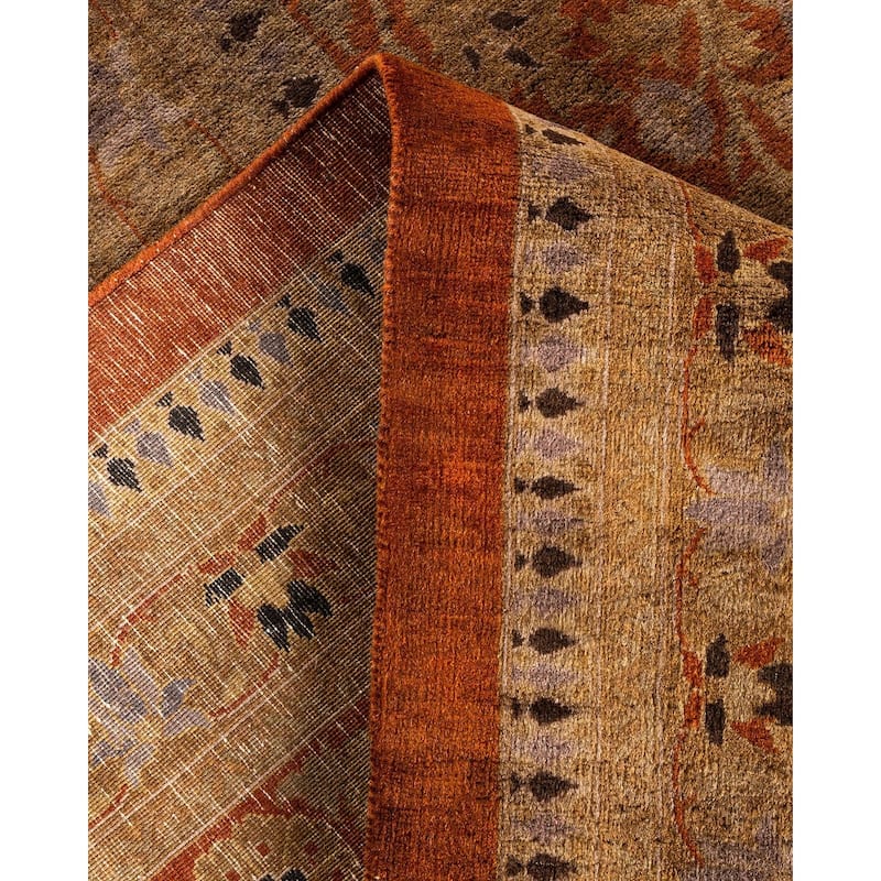 Overton Hand Knotted Wool Vintage Inspired Modern Contemporary Overdyed Brown Area Rug - 10' 1" x 13' 10"