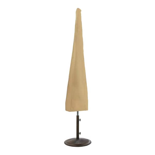 classic accessories veranda patio umbrella cover 78902 close straps snap over legs convenient storage bag included fits patio and market umbrellas up to 11 diameter strong woven polyester fabric clean with soft brush and water Classic Accessories Terrazzo Water-Resistant 11