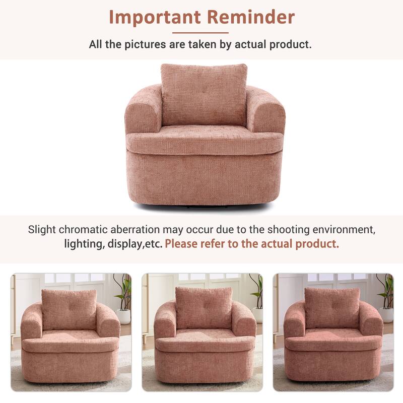 360°Swivel Sofa Chair Accent Barrel Chair 36.6" Swivel Round Chair with Dual-layer Cushion Design