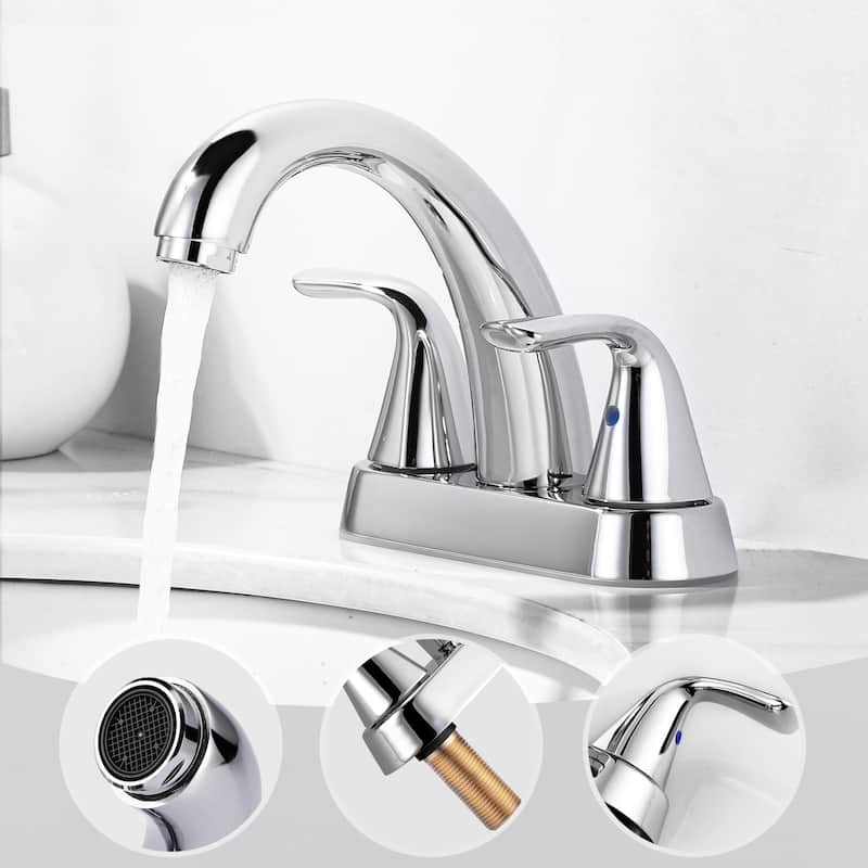 WOWOW 4 in. Centerset Double Handle High Arc Bathroom Sink Faucet