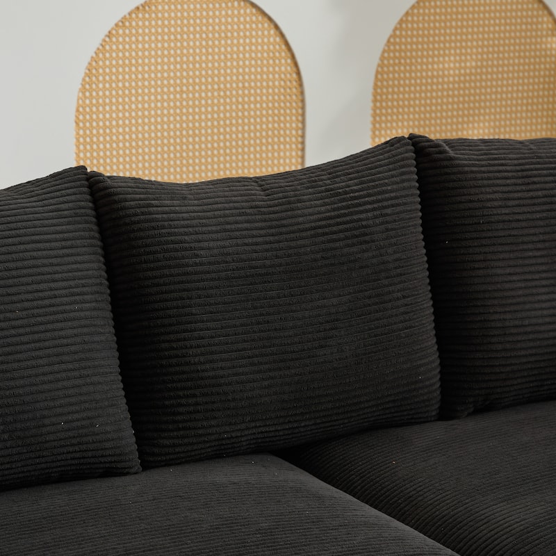Sectional Couch Sofa for Living Room, Modern Corduroy Modular Couch with 2 Ottoman, Corduroy Sofas for Apartment, Office