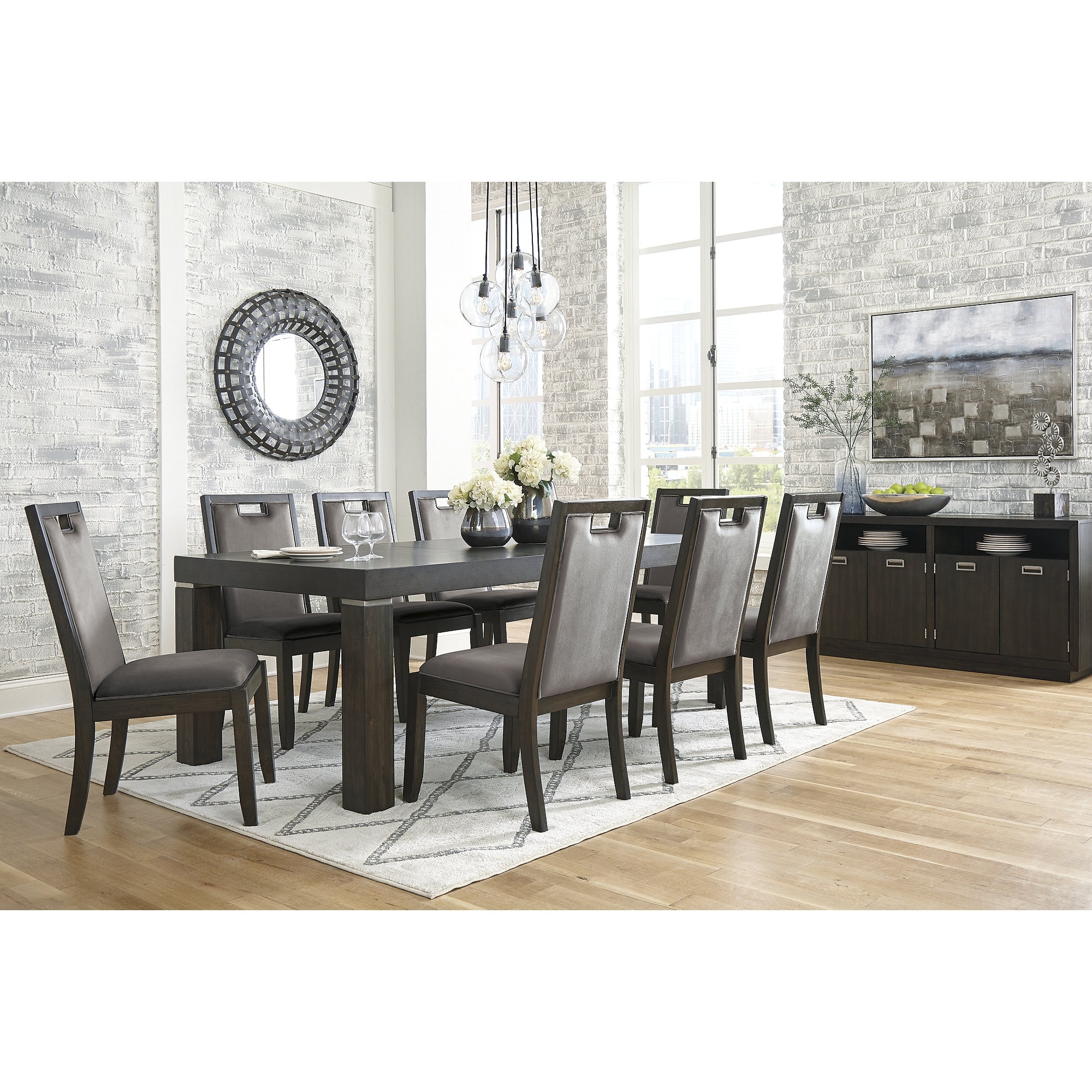 Gray 9 top piece dining set