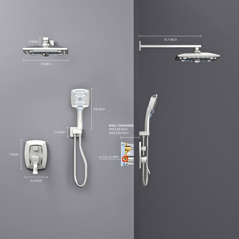 Shower Faucet Set with 10 in. Head Complete Shower System Matte Black
