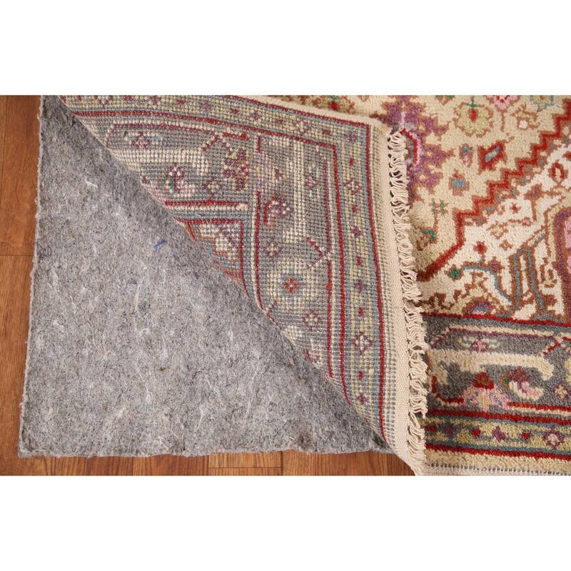 Geometric Beige Heriz-Serapi Foyer Rug Hand-Knotted Wool Carpet - 3'0" x 5'1"