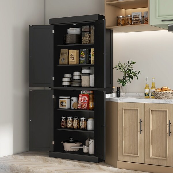 Kitchen Pantry Storage Cabinet with 4 Doors and Adjustable Shelves Freestanding Kitchen Cupboard for Dining Room Bed Bath Beyond 42464575