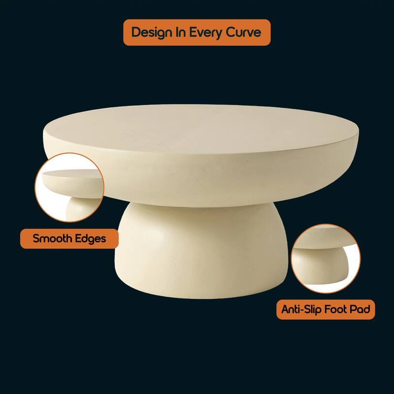 Ruben 27" Round Fiberstone Coffee Table with Powder-Coated Finish