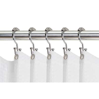 Utopia Alley Deco Flat Double Roller Shower Curtain Hooks, Chrome