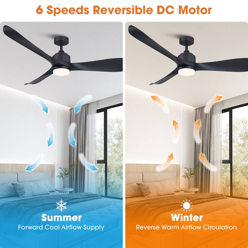 66" Classic Black/ Brown ABS Propeller LED Ceiling Fan with Light and Remote