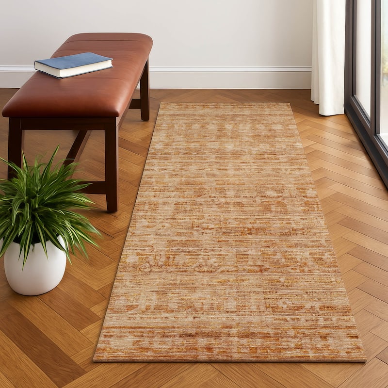 Premium Washable Super Soft Vintage Traditional Mayfield Rug - Coral - 2'3" x 7'6"