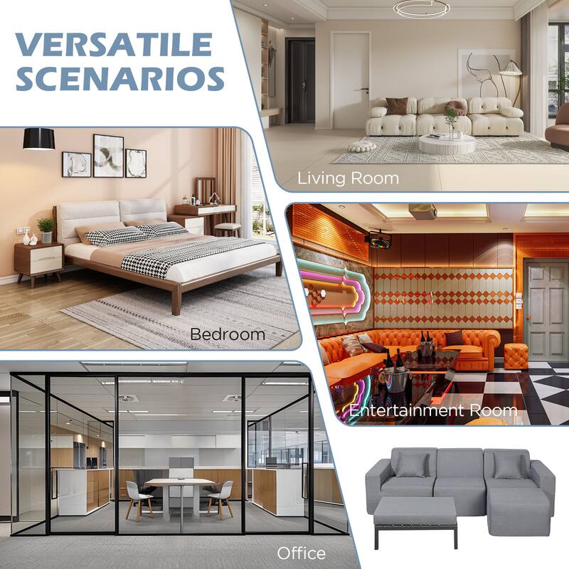 Outdoor and Indoor Modern Modular Patio Sectional Sofa with L-Shape Chaise, Cloud Sectional Couch with Comfy Chaise
