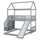 preview thumbnail 33 of 38, Friendly Design Twin Over Twin Bunk Bed with Two Drawers and Slide, House Bed with Slide