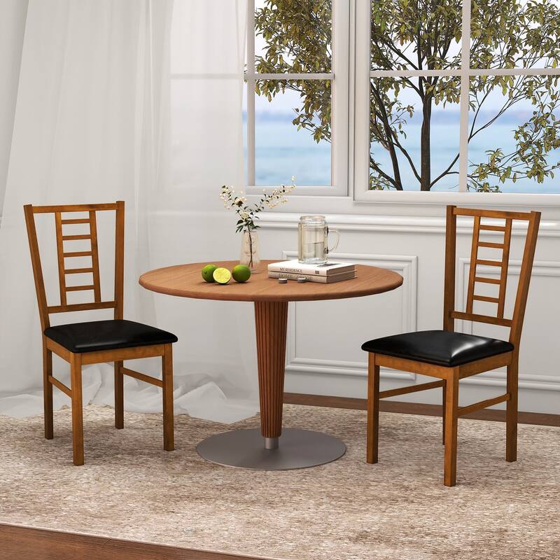 Gymax Wood Dining Chairs Set of 4 w/Rubber Wood Frame Padded Seat