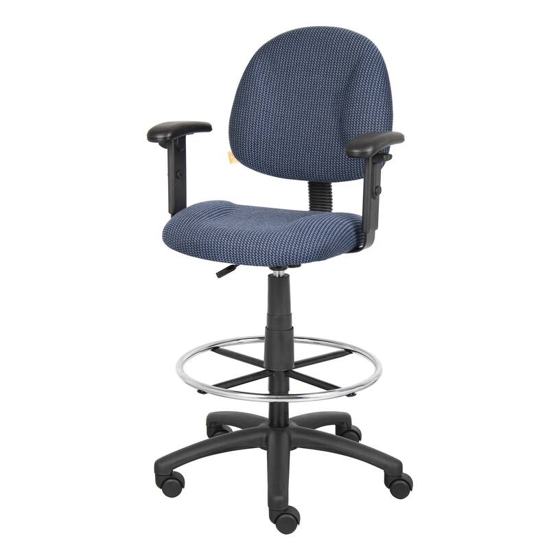 Boss Contoured Comfort Drafting Chair with Arms - Blue