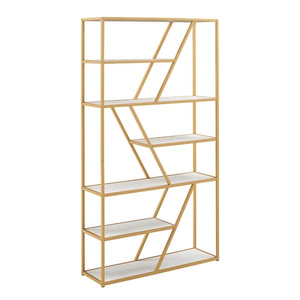 slide 3 of 9, Cariba Geometric Gold Metal Bookcase by iNSPIRE Q Bold Gold Bookcase