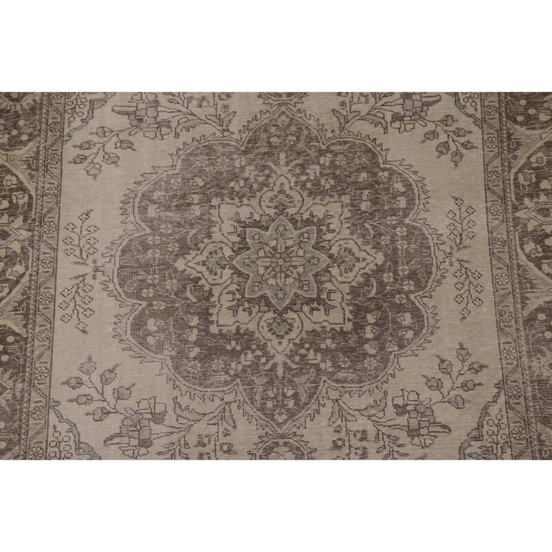 Antique Distressed Tabriz Persian Rug Handmade Wool Carpet - 6'5" x 9'3"