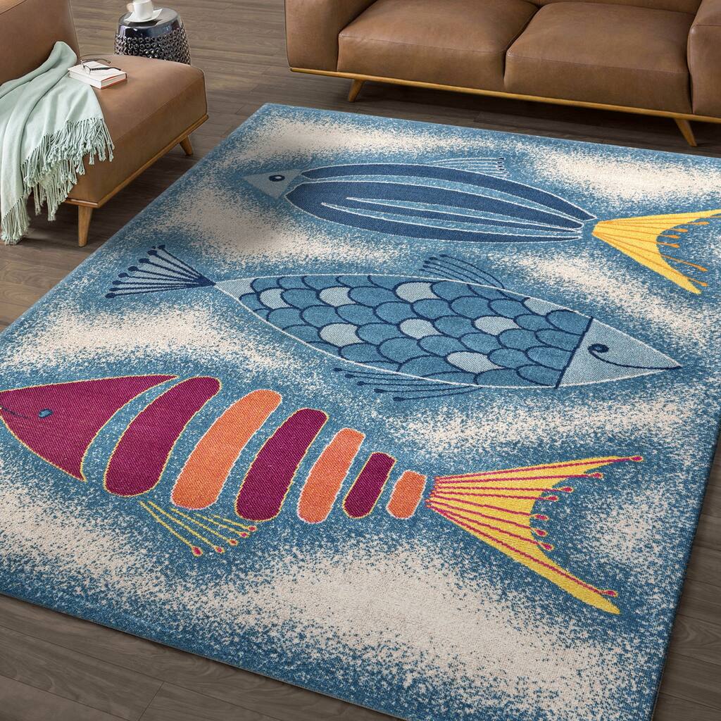 Sevita Tropical Fish Trio Multicolored Indoor/Outdoor Rug