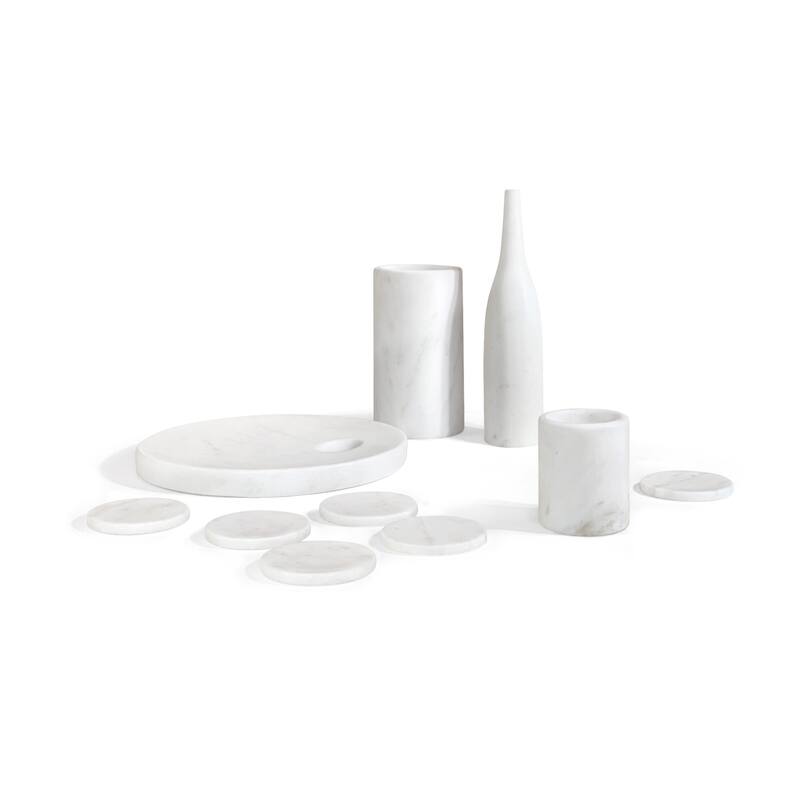 Roomfitters Natural Marble Dining Room Accessories Set, Luxury 10-Piece Genuine Stone Tabletop Collection