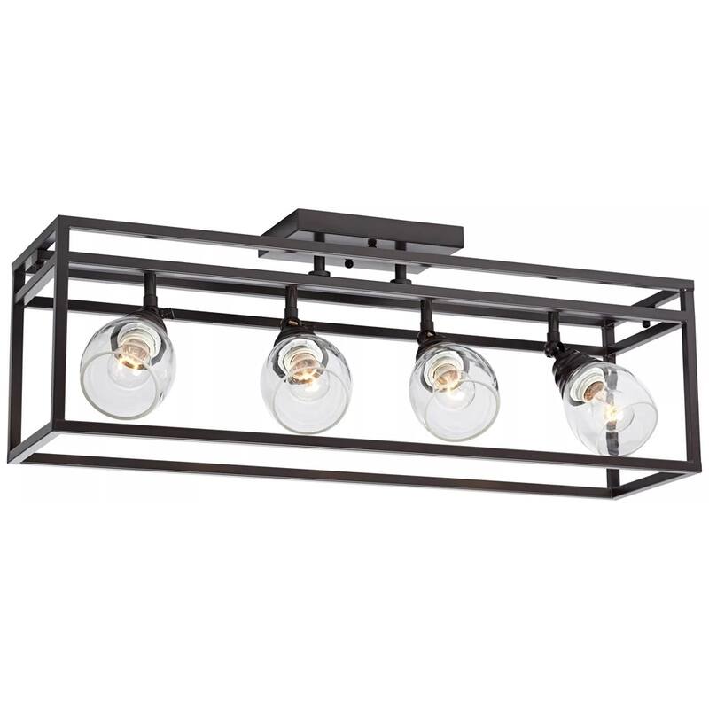 Bronze Linear Pendant Chandelier 29 1/2" Modern 4-Light LED Fixture - 29" x 11"