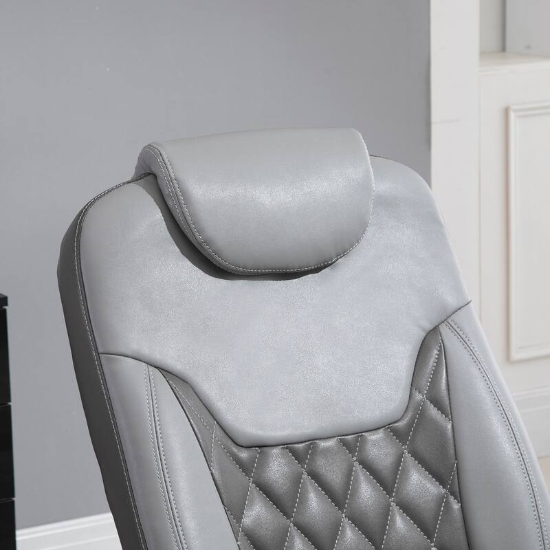 PU Leather Recliner Chair with Diamond Stitch, 135° Tilt, 360° Swivel, and Sturdy Steel-Wood Base
