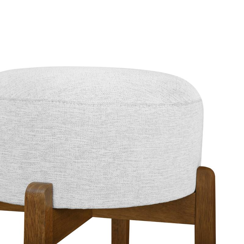 Roomfitters Vera Indoor Wooden Barstools with Round Ivory Seat, Dark Walnut Finish