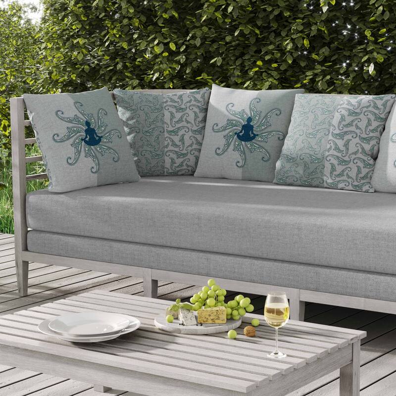 Mystic Silence Indoor/Outdoor Reversible Throw Pillow Blue and Opal