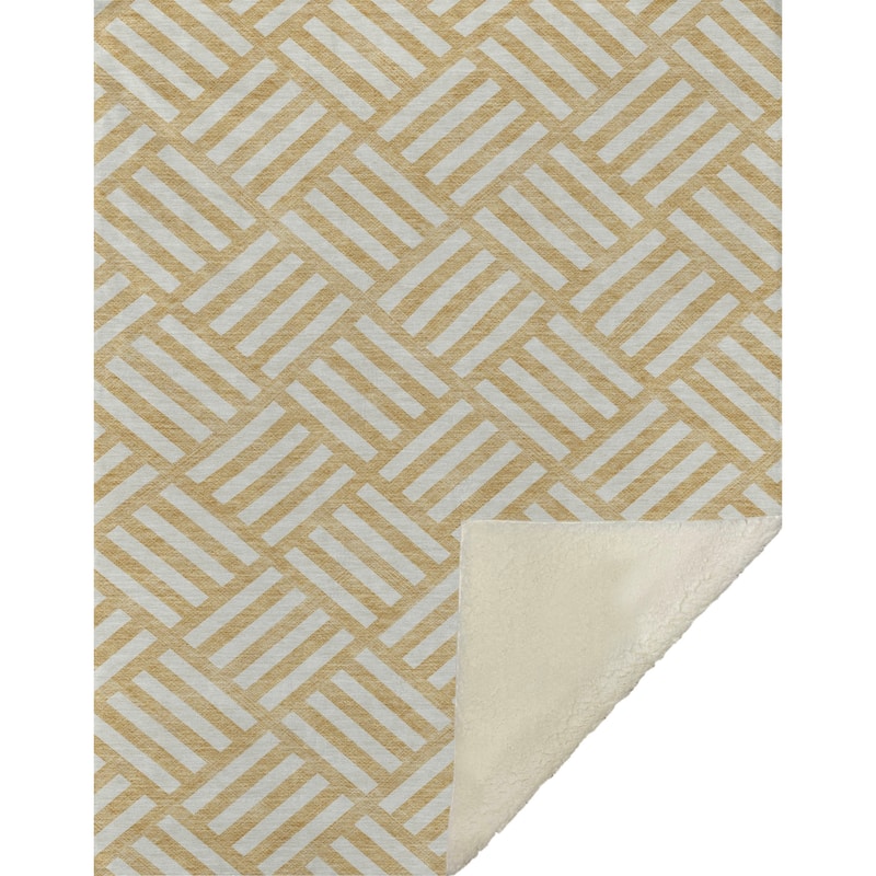 Premium Machine Washable Contemporary Geo Sherpa Throw Blanket