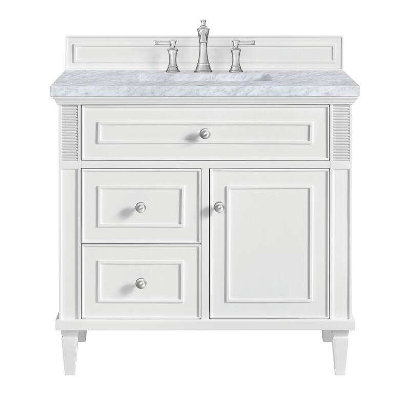 James Martin Vanities 424-V36-3CAR Lorelai 36" Single Basin Wood - Bright White - Painted