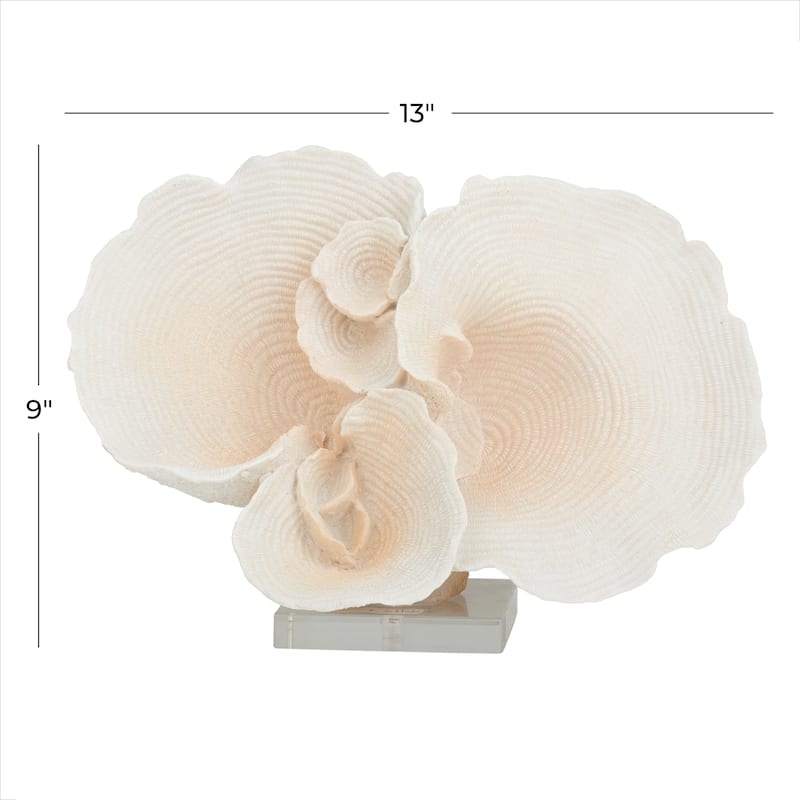 Polystone Coral Sculpture - White - Roche River Decor - 6"W x 13"L x 9"H