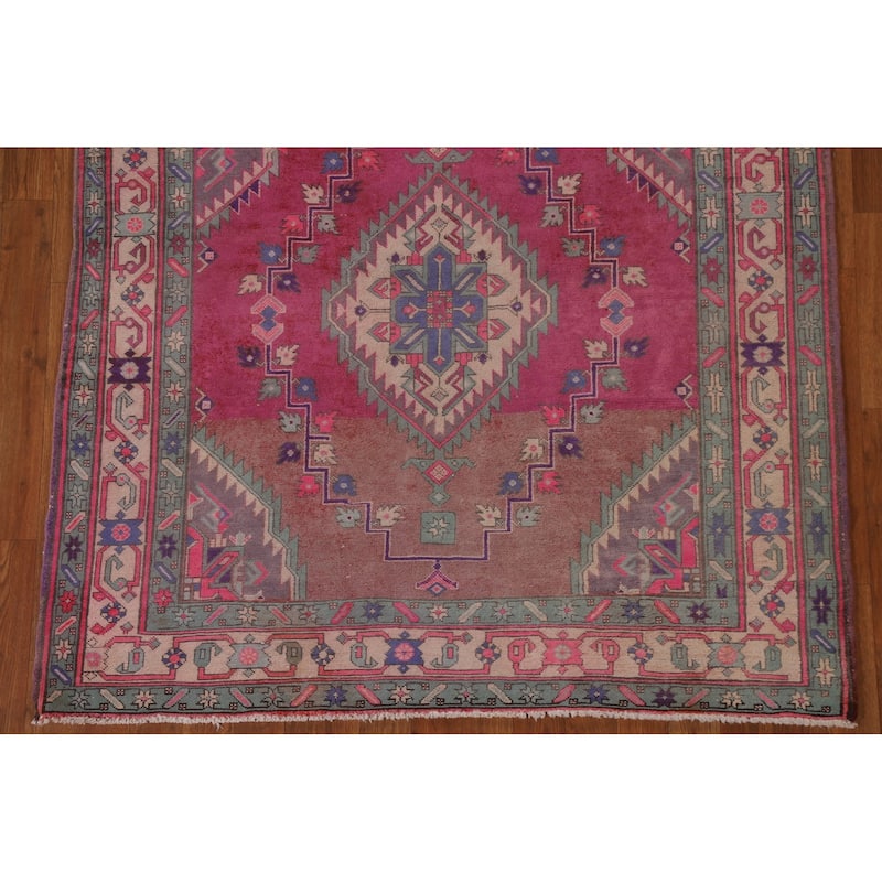 Tabriz Persian Vintage Runner Rug Handmade Wool Carpet - 4'5" x 10'9"