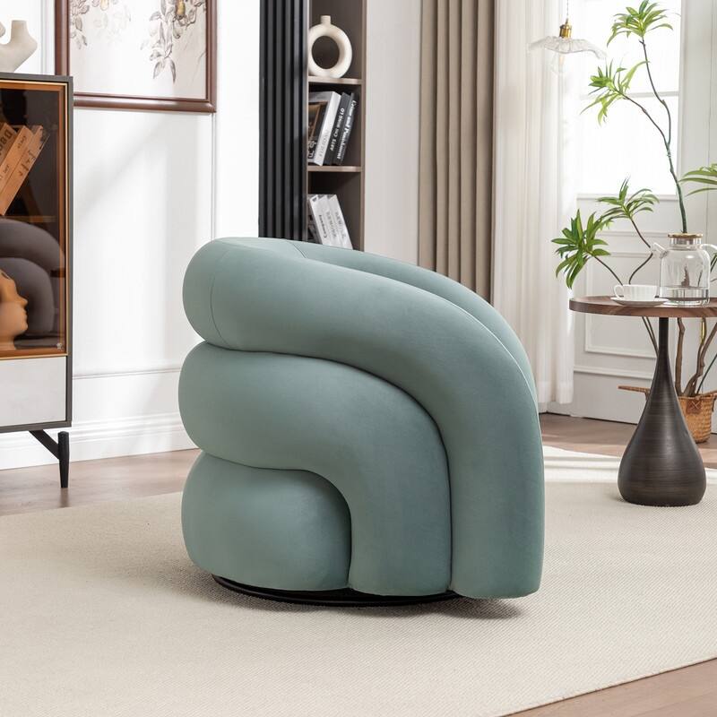 SEYNAR Modern Glam Velvet 360 Degree Swivel Accent Armchair with Tufted Back