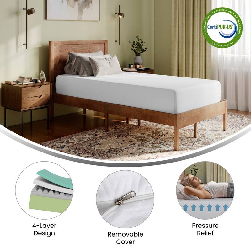 Green Tea Cooling Gel 4-Layer Memory Foam Mattress in a Box
