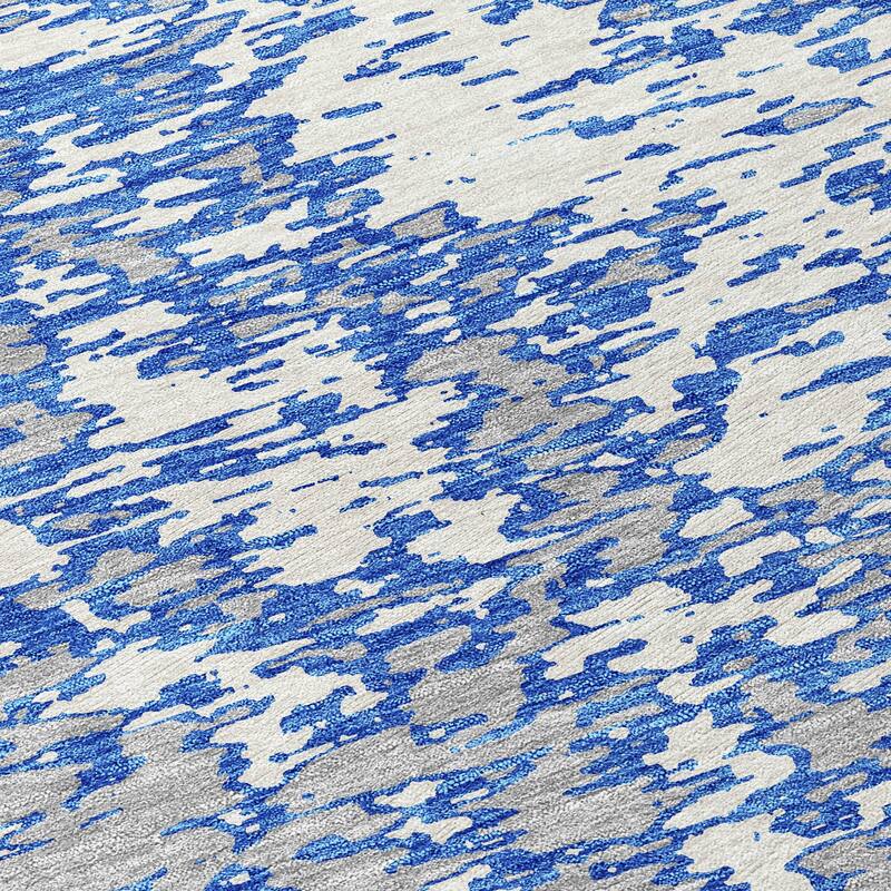 Machine Washable Indoor/ Outdoor Abstract Pixels Chantille Rug