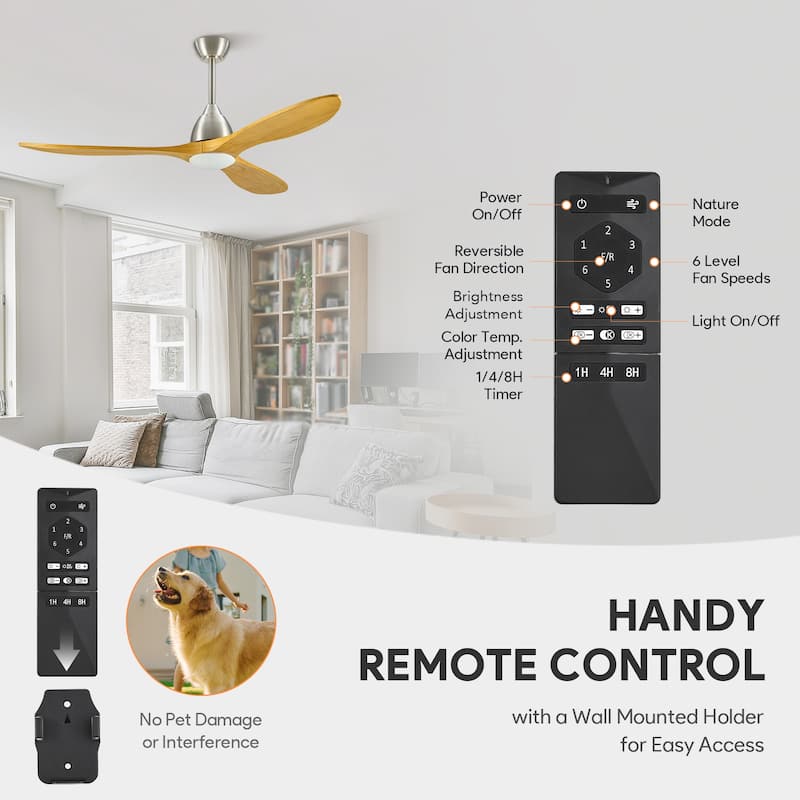 CO-Z 3 - Blade Modern Classic Smart Ceiling Fan with Dimmable LED Light and Remote