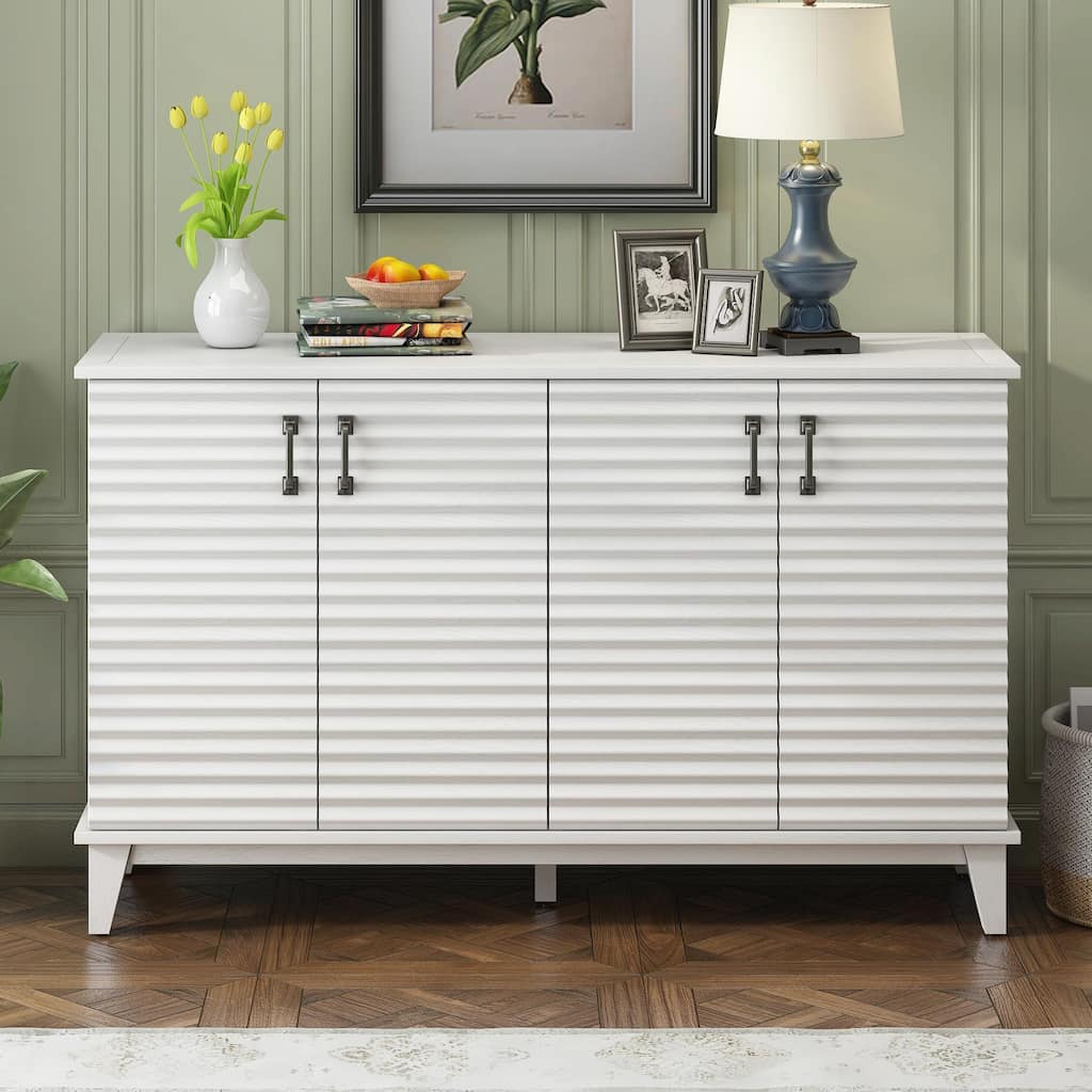 4-Door Sideboard with Large Storage and Adjustable Shelves